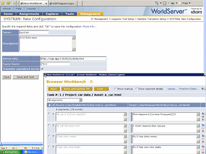 Dans Idiom WorldServer, le Fuzzy Score est défini à 75 %. SYSTRAN traduit automatiquement les segments situés en dessous de ce seuil. Les traducteurs révisent les segments colorés dans l'interface Browser Workbench.