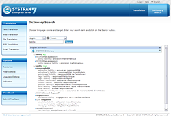 SYSTRAN Online Tools - Consultation dictionnaires